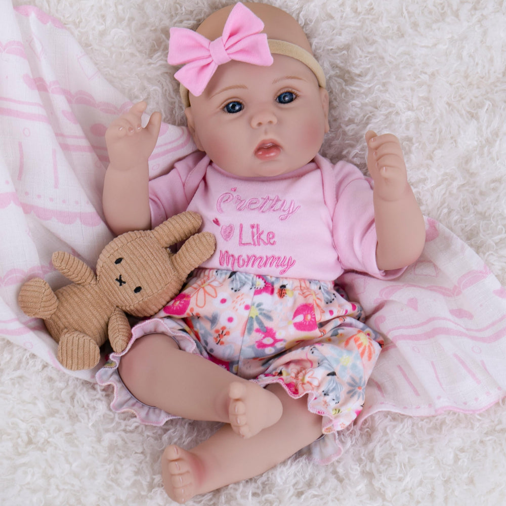 Milidool lifelike reborn baby doll girl in 18-inch size for realistic cuddling.