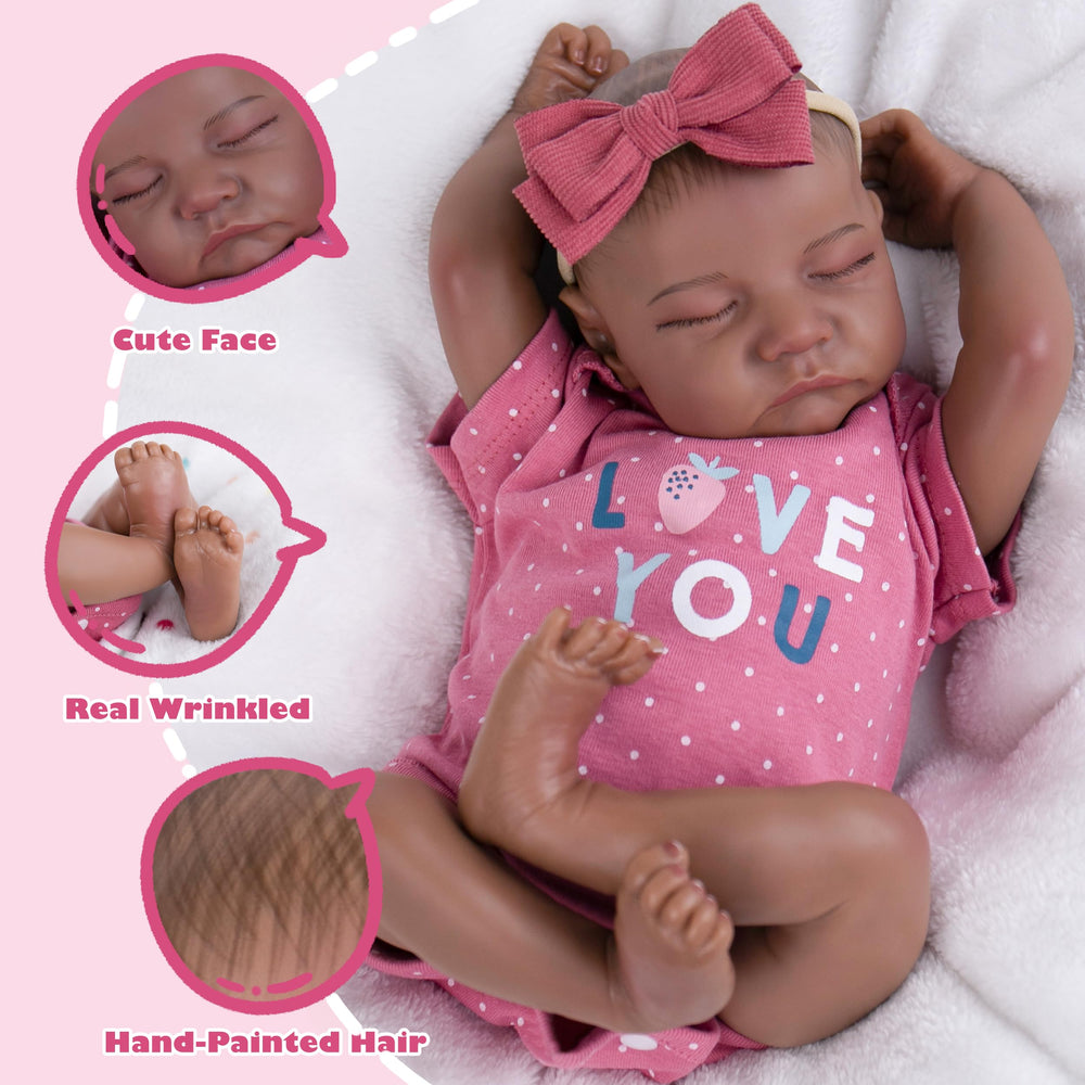 Milidool Reborn doll hair detail with hand-applied lashes for natural look