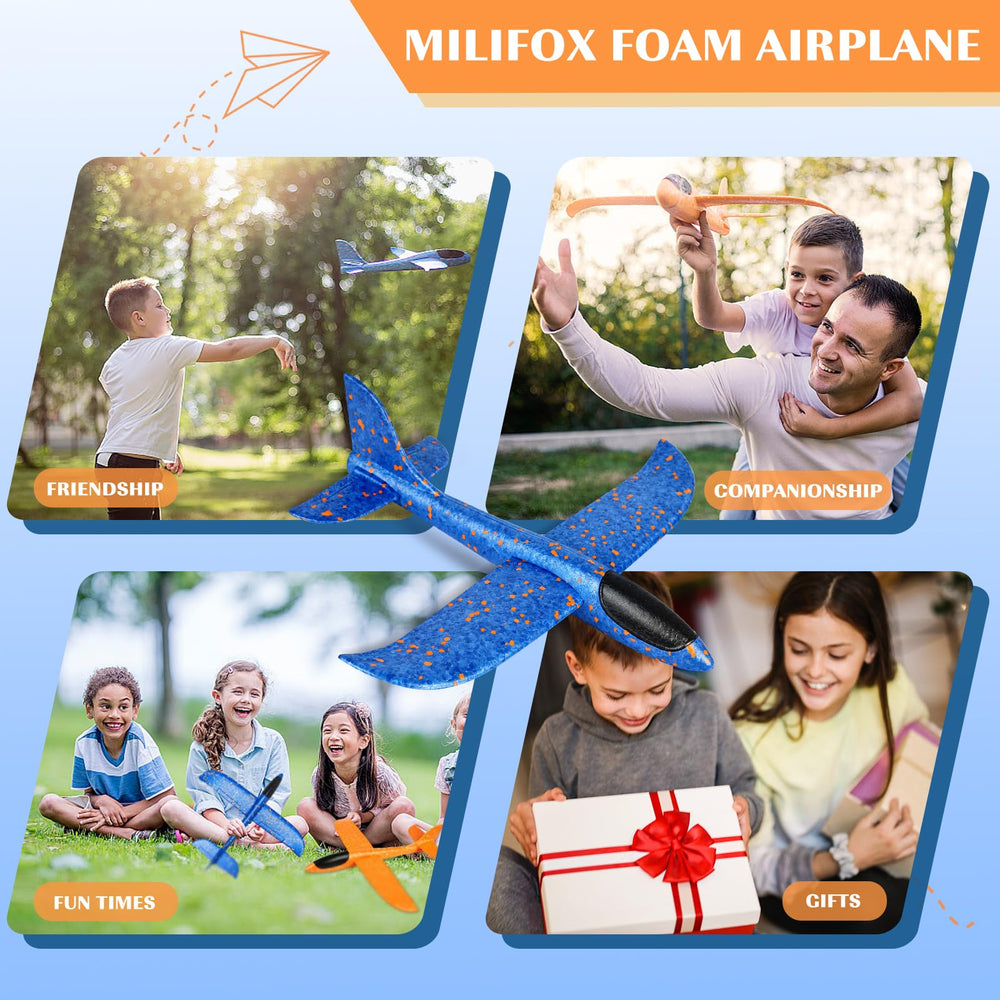 Milifox foam airplanes packaged as a ready-to-gift kit.