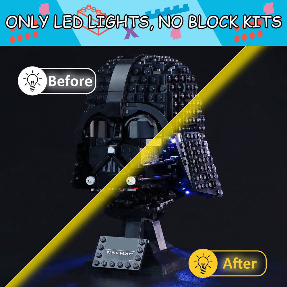 Mililier Vader helmet wires hidden between bricks for a clean look.