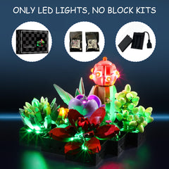 Mililier LED light kit for Lego 10309 lit display showing bright succulent decor