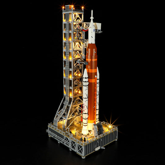 Mililier LED light kit for Lego 10341 Artemis, front-lit display enhances nighttime viewing.
