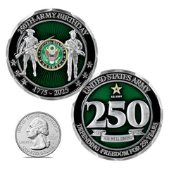 Military Gift Shop 250th emblem closeup highlights detail and premium plating for display