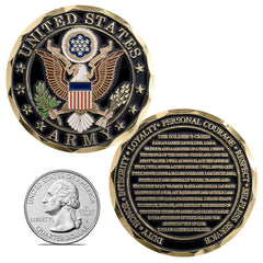 Military Gift Shop Soldier's Creed Coin values detail featuring the Creed motto.
