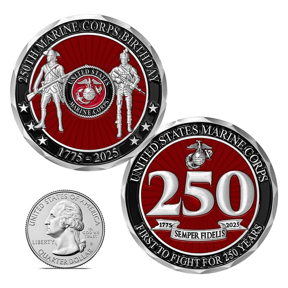 Military Gift Shop USMC 250th coin SDVOSB owned production supports families.