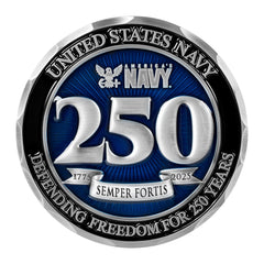 Military Gift Shop USN 250th vivid finish highlights anniversary symbolism.