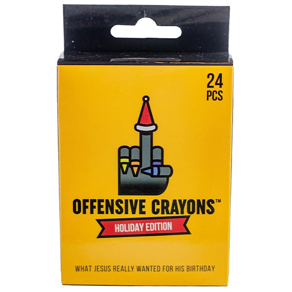 MilkToast Brands Offensive Crayons Holiday Edition with bright colors for playful coloring.