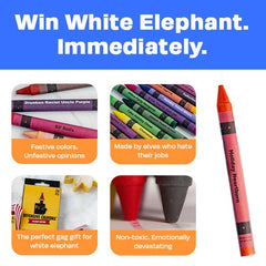 MilkToast Brands offensive crayons display sarcastic sayings for humorous art sessions.