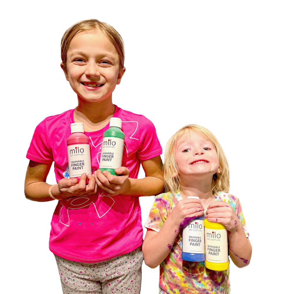 Milo finger paints provide smooth color flow for little artists.