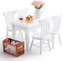 Minamzee 1:12-scale dining table pairs with chairs for proportionate dollhouse fittings.