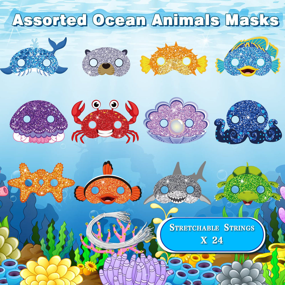 Minatee sea creature masks with bright colors ideal for party decor.