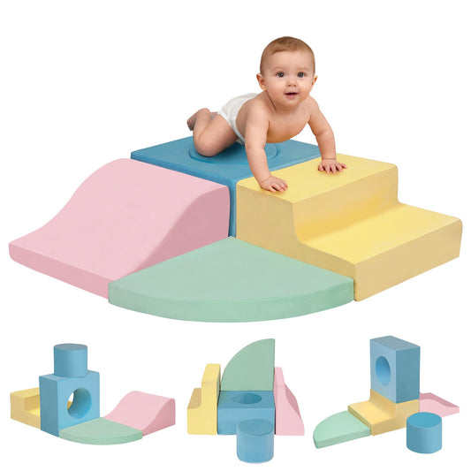 Mind&ACTION 5-piece toddler climbing foam blocks indoors for safe, active play.