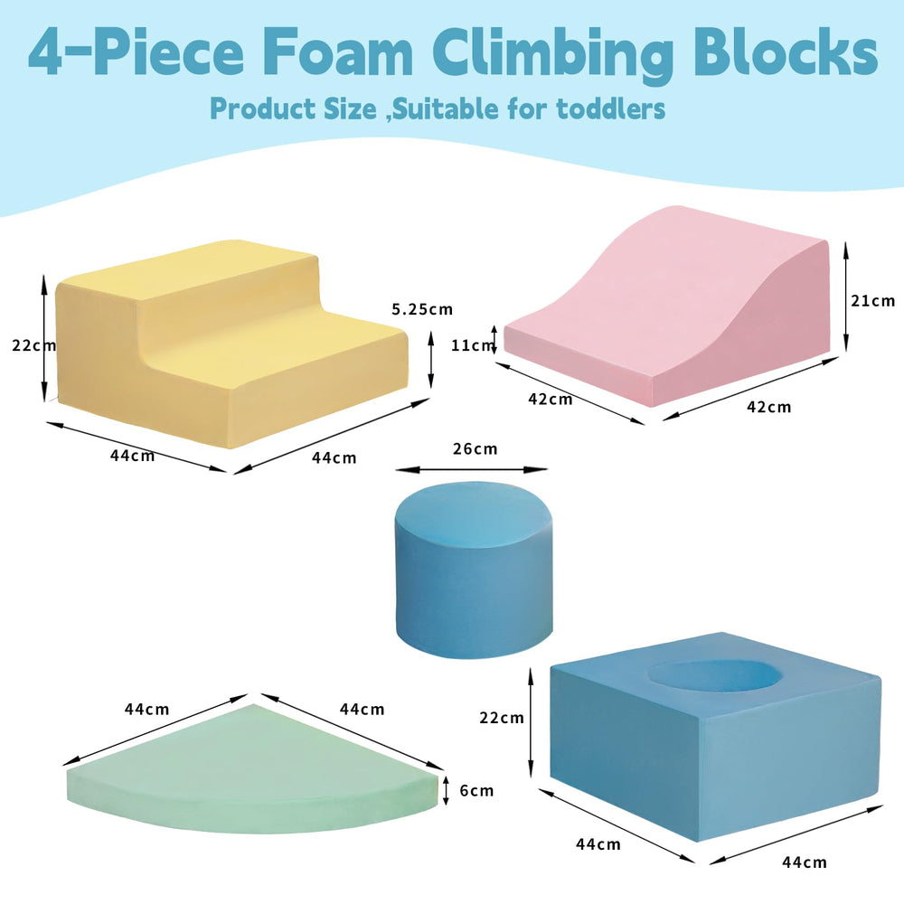 Mind&ACTION soft play set in bright colors promotes motor skills during indoor use.