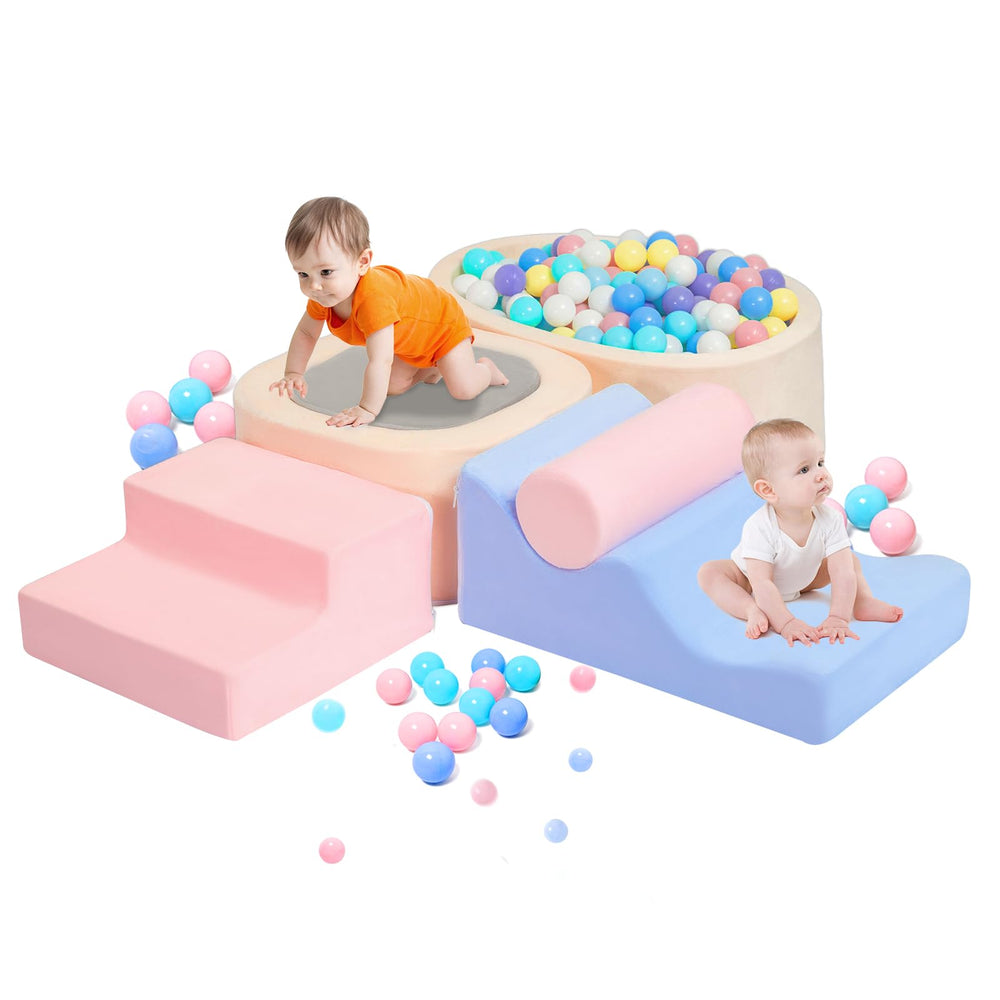 MIND&ACTION 6-piece toddler climbing toys with bright foam blocks for safe indoor exploration.