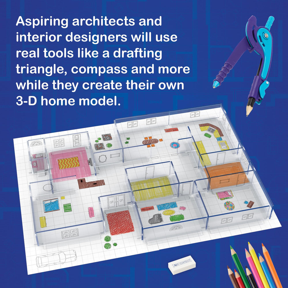 MindWare Art-chitect drafting tools with pencils, ruler, and protractor