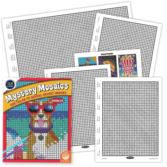MindWare Color by Number Mystery Mosaics Book 14 cover invites focused coloring