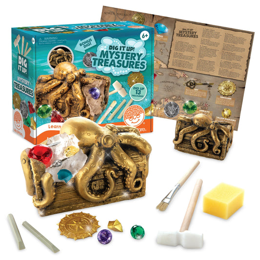 MindWare Dig It Up pirate treasure chest revealing treasures for curious kids