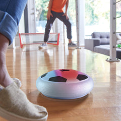 MindWare hover ball with LED lights brightens indoor soccer sessions