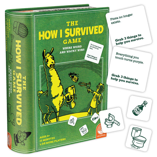 MindWare How I Survived card game box front, inviting family fun and quick setup.