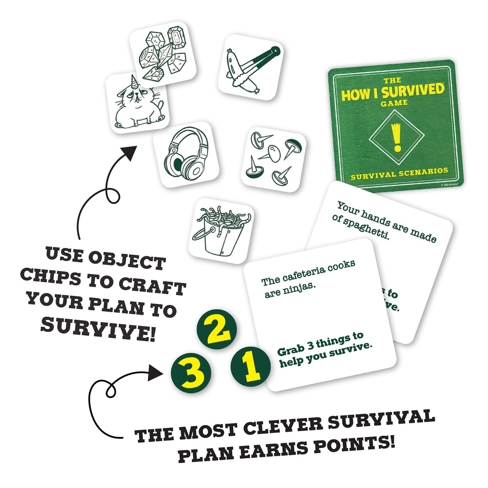 MindWare How I Survived players laughing, ideal for group play with kids and adults.