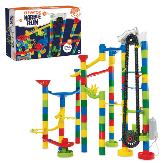 MindWare Marble Run 110-piece set with tracks arranged for creative engineering play