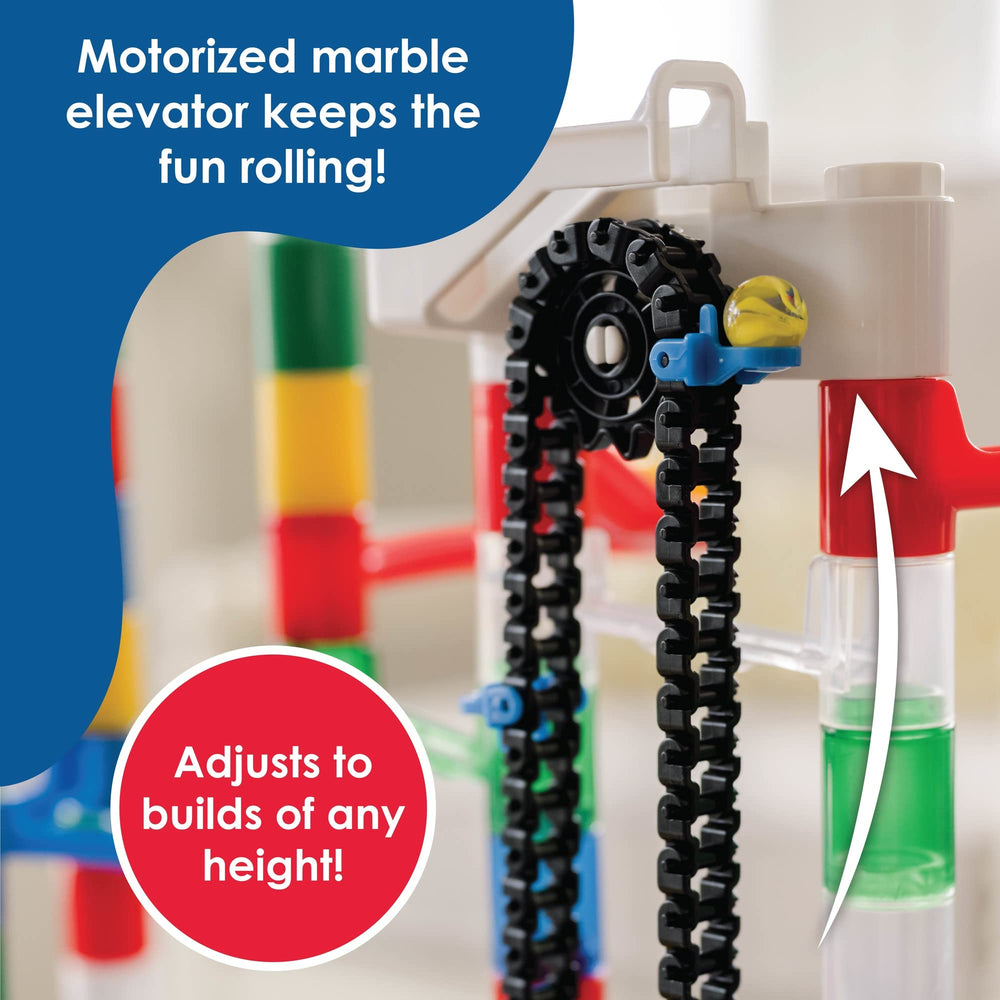 MindWare motorized elevator adds smooth vertical action to marble races