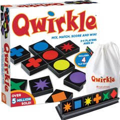 MindWare Qwirkle tiles lined up to show color and shape matching for strategy.