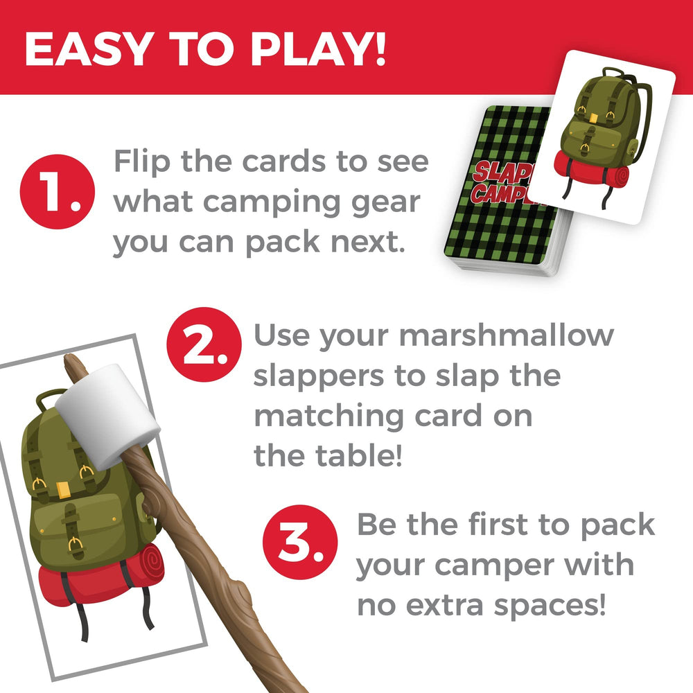 MindWare Slappy Camper cards showcase camping gear for lively, imaginative rounds.