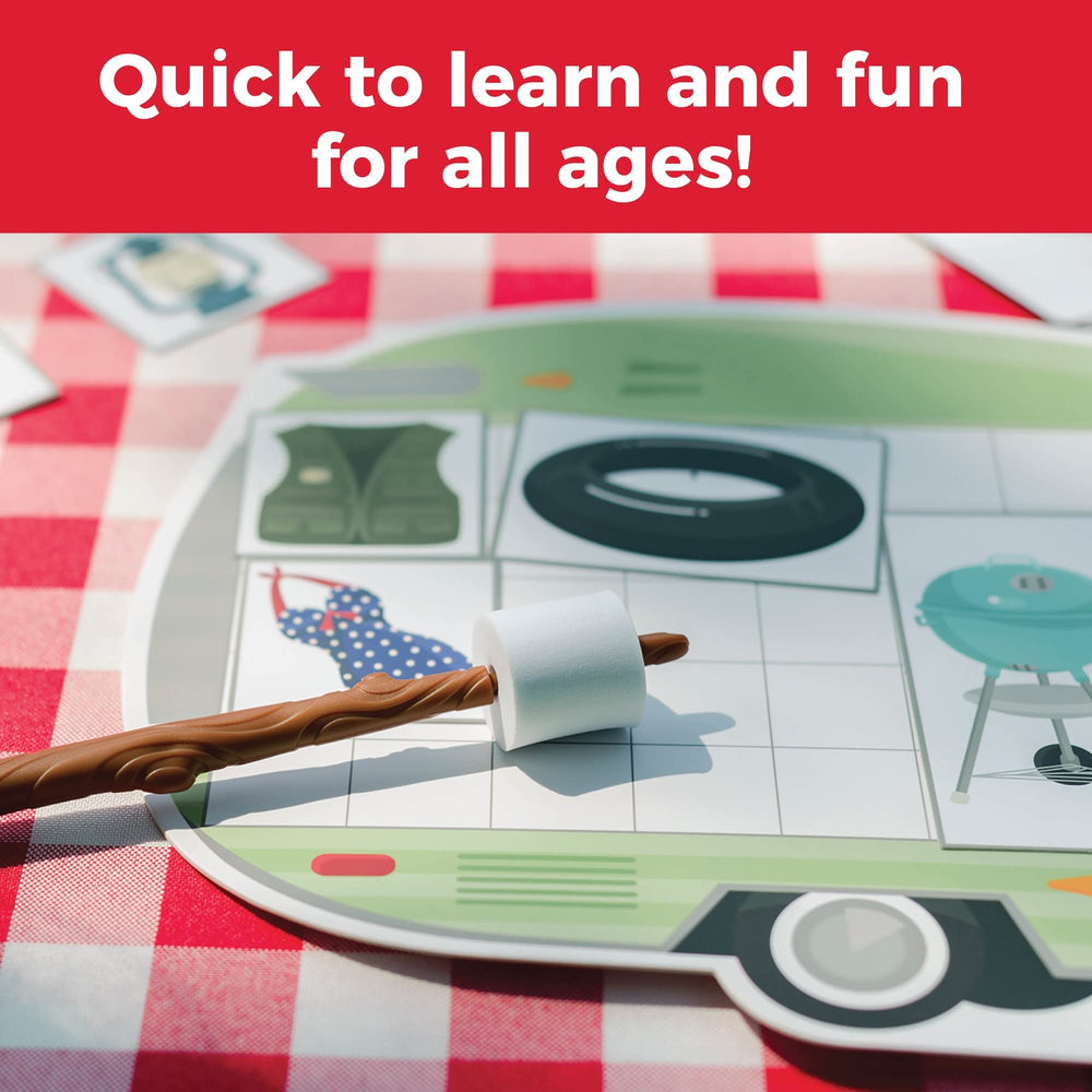 MindWare Slappy Camper gear pieces spread across the table encourage quick choices.