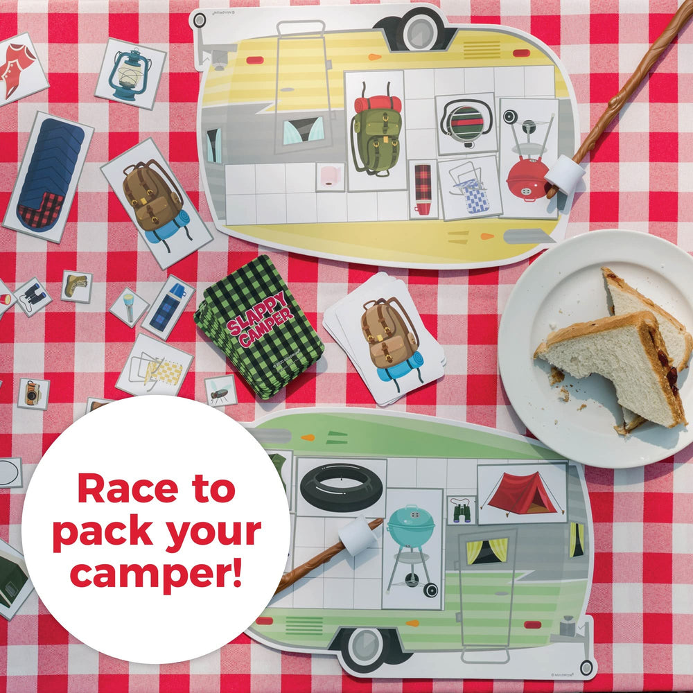MindWare Slappy Camper marshmallow slapper sticks in action boost reflexes during play.