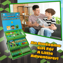 Minecraft art supplies kit open case showcasing organized storage.
