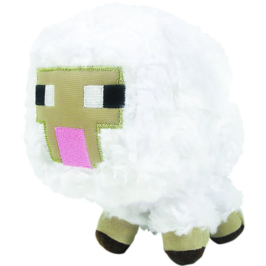 Minecraft Baby Sheep plush toy in soft yellow, 5.5 inches tall, ideal for cuddles and travel.