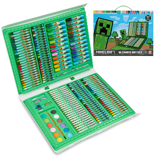 Minecraft colored pencils travel case for on-the-go art
