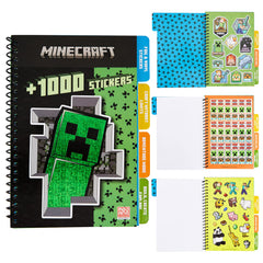Minecraft sticker book cover with official branding to spark offline creativity