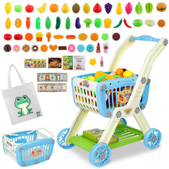 Ming You Kids Shopping Cart 2-in-1 blue, ideal for imaginative shopping play and motor skill growth.