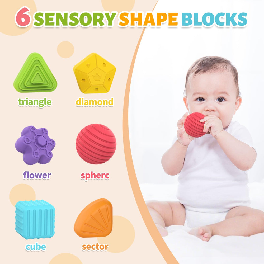 MINGKIDS sensory shapes toy textured blocks boost tactile exploration.
