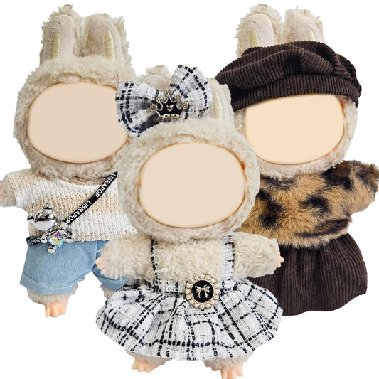 Mingmc 3-pack doll clothes for 17cm dolls with display-ready styles.