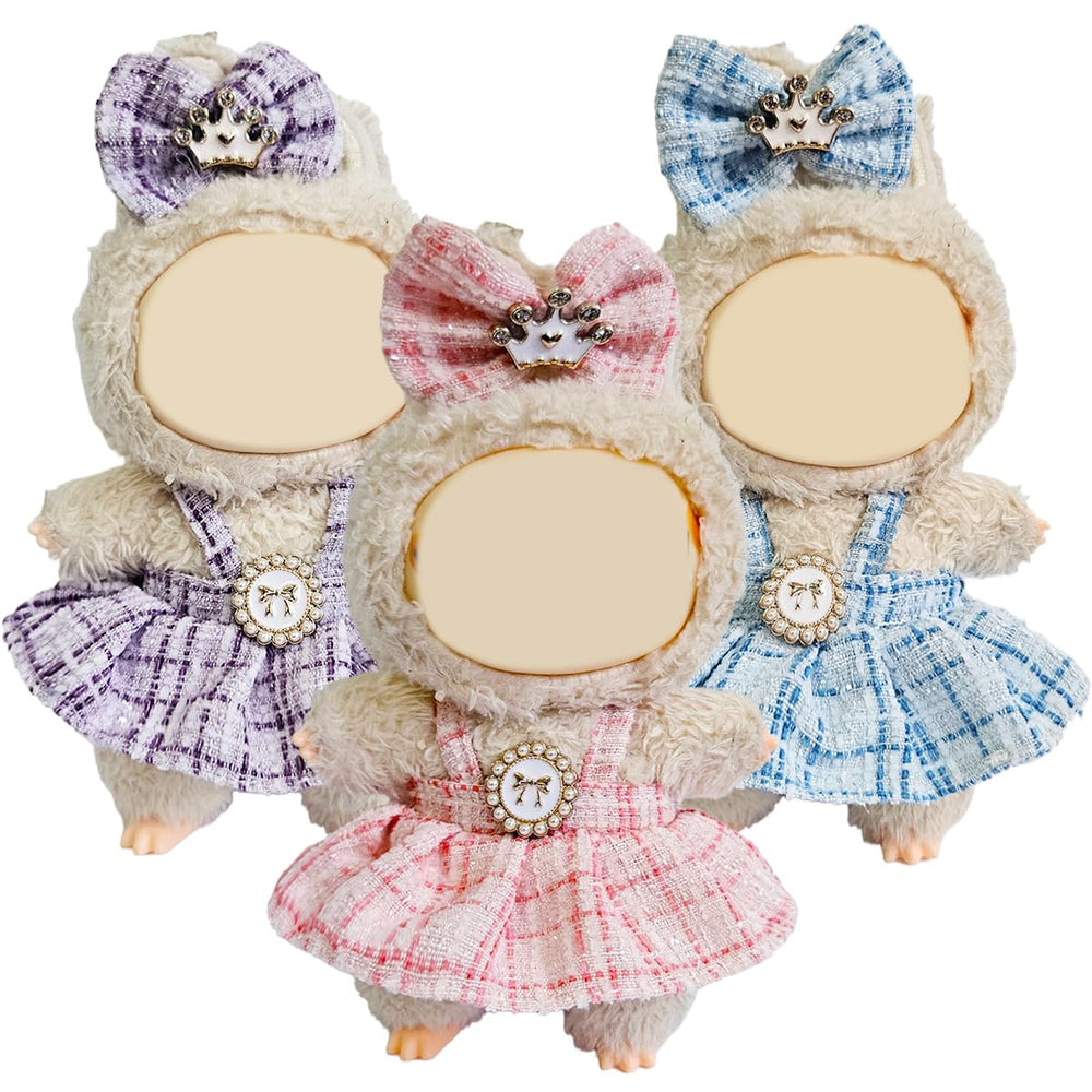 Mingmc Labubu 3-pack front view showing chic outfits for 17cm dolls