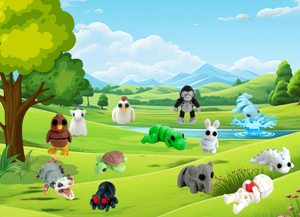 Colorful variety of mini animals ready for collection and display at home.