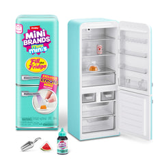 Mini Brands Fill The Fridge front view with magnets and shelves for display.