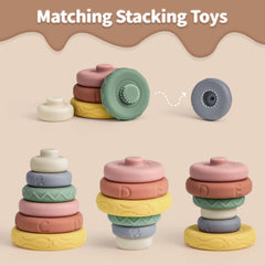 Mini Tudou soft rings teether design offers gentle chewing for curious babies.
