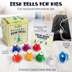 MINIARTIS desk bells for kids: 8-note set with diatonic scale supports melodies.