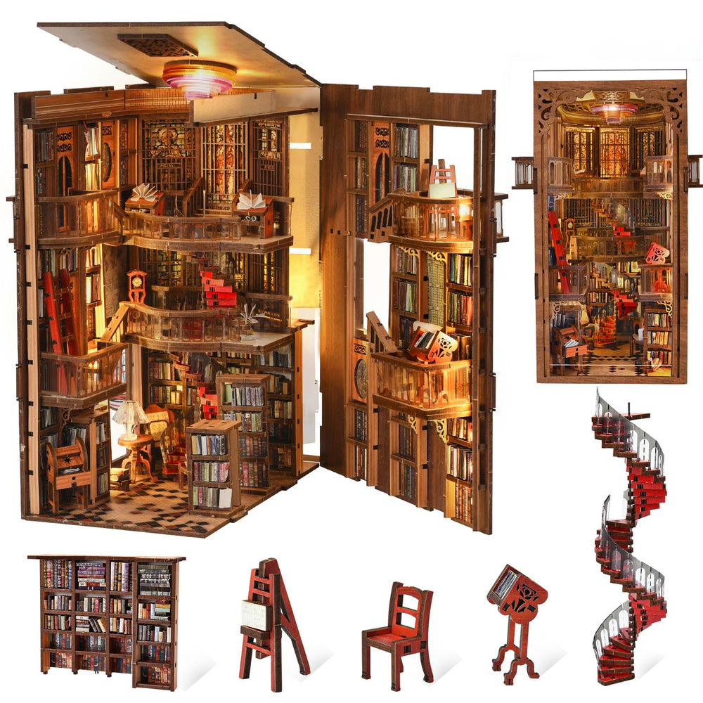 MiniCity Abbey Library Book Nook scene adds cozy desk ambiance