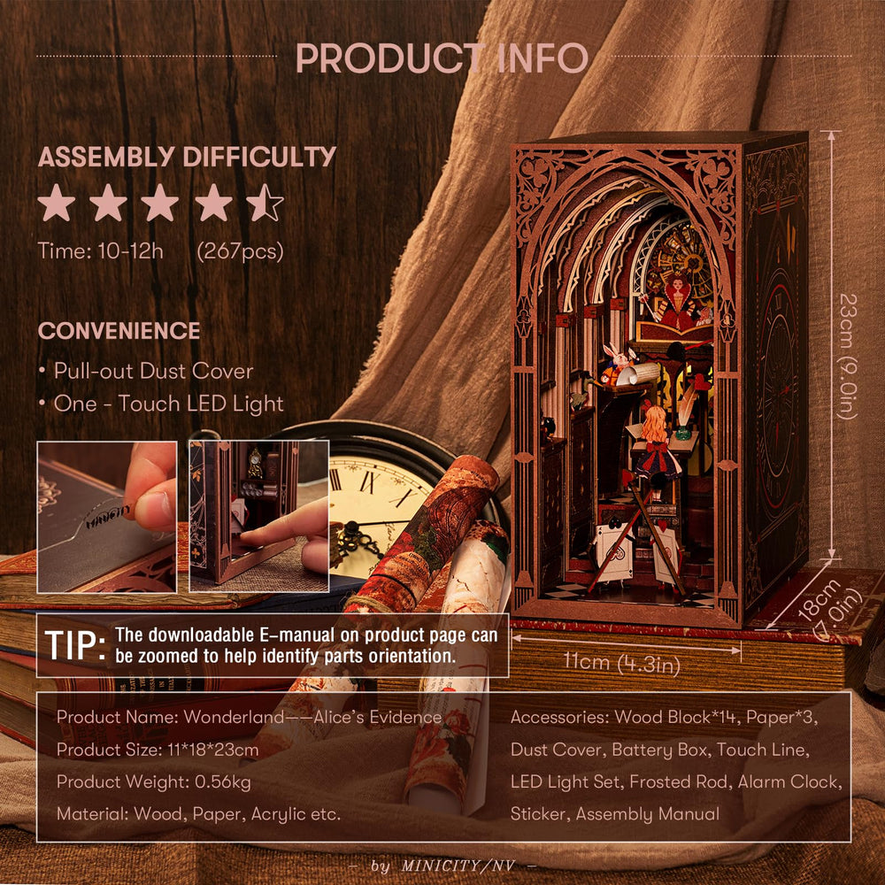 Minicity Book Nook kit during assembly shows step-by-step guidance for beginners.