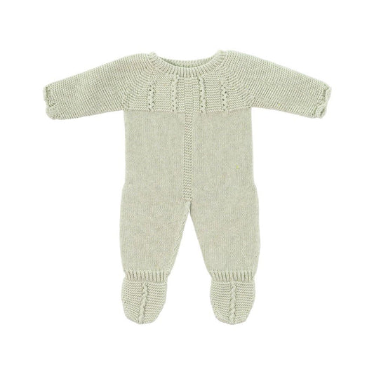 Miniland knitted green pajama for 15-3-4 inch dolls, cozy role-play attire.