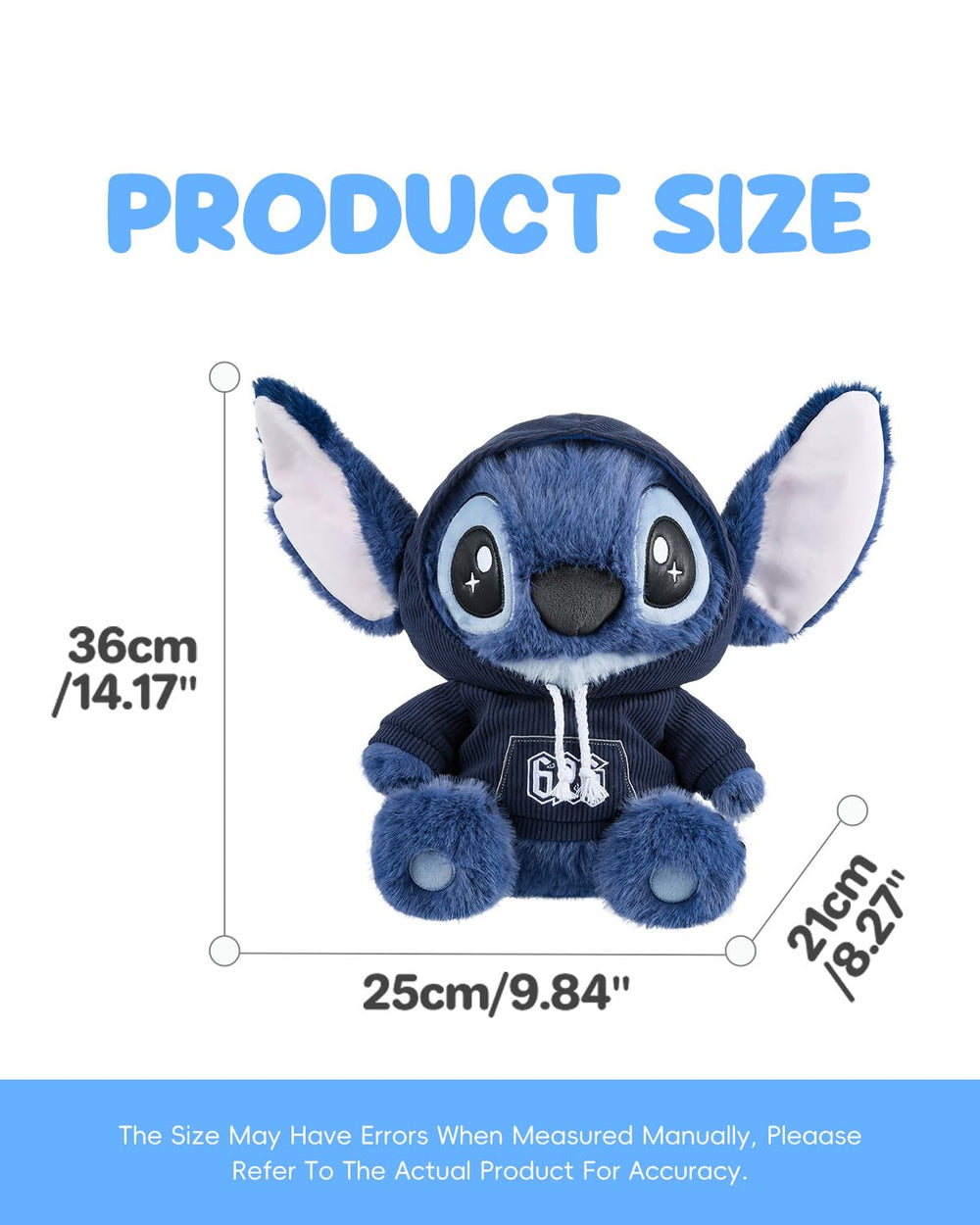 MINISO Disney Stitch 14in plush with posable ears for playful posing.
