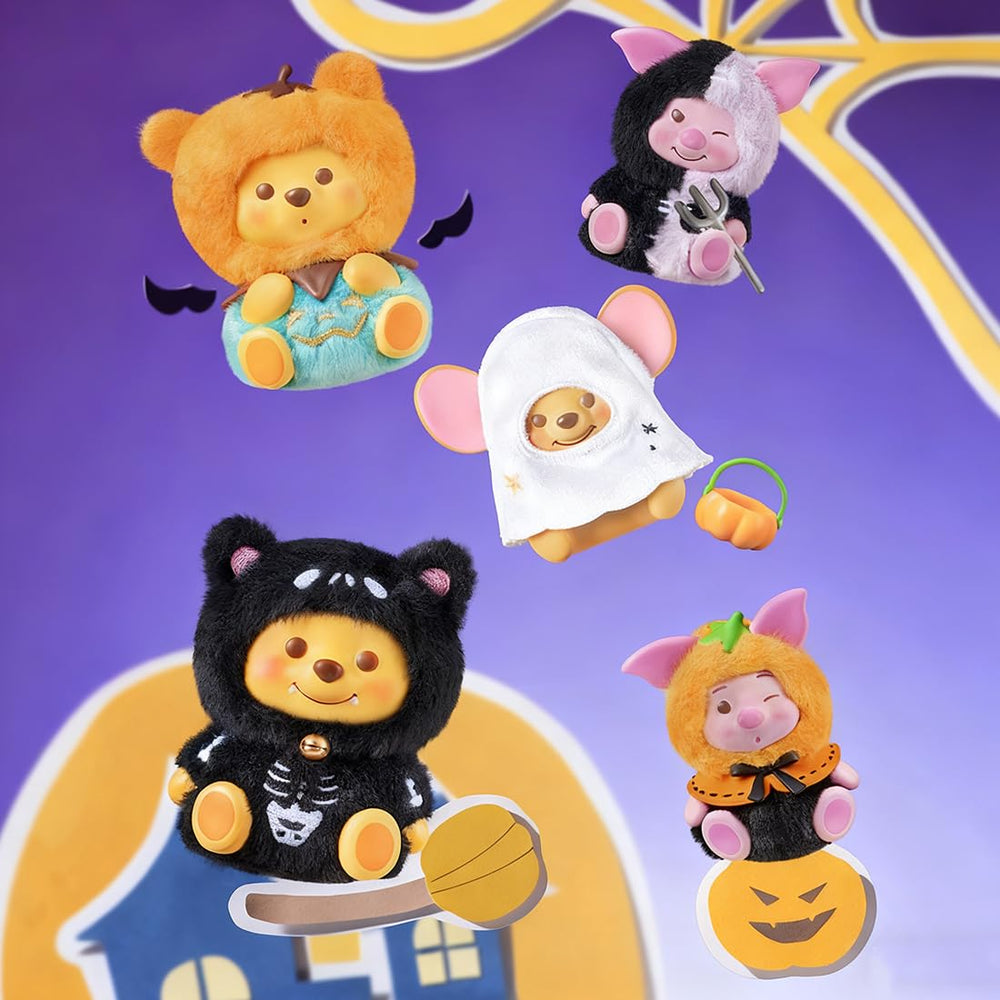 MINISO Winnie the Pooh pumpkin night figure with jack o lantern detail for shelf