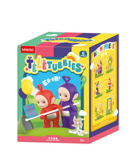 MINISO Teletubbies Island Po seesaw pose enhances shelf display.