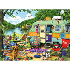 MINIWAN lakeside camping puzzle with vibrant colors for immersive family assembly