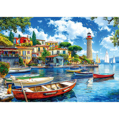 MINIWAN 1000-piece puzzle Seaside harbor scene for relaxing coastal focus
